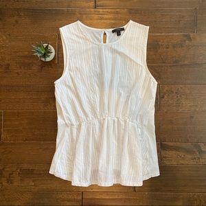 J.Crew White Striped Cinched Waist Blouse